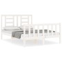 White solid wood bed frame with headboard 140x190 cm by vidaXL, Beds and slatted bases - Ref: Foro24-3192862, Price: 128,94 €...