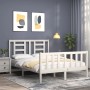 White solid wood bed frame with headboard 140x190 cm by vidaXL, Beds and slatted bases - Ref: Foro24-3192862, Price: 128,94 €...