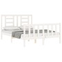 White solid wood bed frame with headboard 140x190 cm by vidaXL, Beds and slatted bases - Ref: Foro24-3192862, Price: 128,94 €...