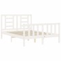 White solid wood bed frame with headboard 140x190 cm by vidaXL, Beds and slatted bases - Ref: Foro24-3192862, Price: 128,94 €...