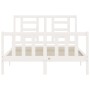 White solid wood bed frame with headboard 140x190 cm by vidaXL, Beds and slatted bases - Ref: Foro24-3192862, Price: 128,94 €...