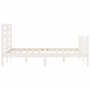 White solid wood bed frame with headboard 140x190 cm by vidaXL, Beds and slatted bases - Ref: Foro24-3192862, Price: 128,94 €...