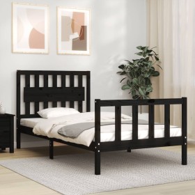 Bed frame with black solid wood headboard 100x200 cm by vidaXL, Beds and slatted bases - Ref: Foro24-3192420, Price: 141,99 €...