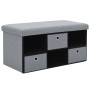 Banco almacenamiento plegable lino 76x38x38 cm gris claro de vidaXL, Bancos para recibidores y almacenamiento - Ref: Foro24-2...