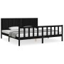 Bed frame with black solid wood headboard 200x200 cm by vidaXL, Beds and slatted bases - Ref: Foro24-3192970, Price: 218,60 €...