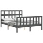 Gray solid wood bed frame with headboard 140x190 cm by vidaXL, Beds and slatted bases - Ref: Foro24-3192993, Price: 144,99 €,...