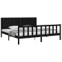 Bed frame with black solid wood headboard 200x200 cm by vidaXL, Beds and slatted bases - Ref: Foro24-3192970, Price: 218,60 €...