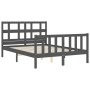 Gray solid wood bed frame with headboard 140x190 cm by vidaXL, Beds and slatted bases - Ref: Foro24-3192993, Price: 144,99 €,...