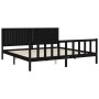 Bed frame with black solid wood headboard 200x200 cm by vidaXL, Beds and slatted bases - Ref: Foro24-3192970, Price: 218,60 €...