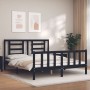 Bed frame with black solid wood headboard 160x200 cm by vidaXL, Beds and slatted bases - Ref: Foro24-3192895, Price: 179,81 €...