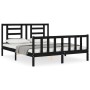 Bed frame with black solid wood headboard 160x200 cm by vidaXL, Beds and slatted bases - Ref: Foro24-3192895, Price: 179,81 €...