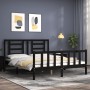 Bed frame with black solid wood headboard 160x200 cm by vidaXL, Beds and slatted bases - Ref: Foro24-3192895, Price: 179,81 €...