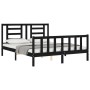 Bed frame with black solid wood headboard 160x200 cm by vidaXL, Beds and slatted bases - Ref: Foro24-3192895, Price: 179,81 €...