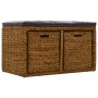 Bank with 2 baskets seagrass 71x40x42 cm brown by vidaXL, Benches for halls and storage - Ref: Foro24-246118, Price: 114,24 €...