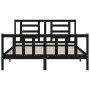 Bed frame with black solid wood headboard 160x200 cm by vidaXL, Beds and slatted bases - Ref: Foro24-3192895, Price: 179,81 €...