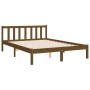 Double bed frame with honey brown wooden headboard by vidaXL, Beds and slatted bases - Ref: Foro24-3192529, Price: 140,97 €, ...