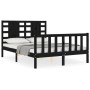 Estructura de cama con cabecero madera maciza negro 140x190 cm de vidaXL, Camas y somieres - Ref: Foro24-3192800, Precio: 179...