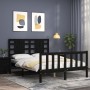 Estructura de cama con cabecero madera maciza negro 140x190 cm de vidaXL, Camas y somieres - Ref: Foro24-3192800, Precio: 179...