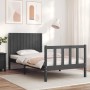 Gray solid wood bed frame with headboard 100x200 cm by vidaXL, Beds and slatted bases - Ref: Foro24-3192938, Price: 155,99 €,...