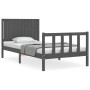 Gray solid wood bed frame with headboard 100x200 cm by vidaXL, Beds and slatted bases - Ref: Foro24-3192938, Price: 155,99 €,...