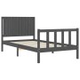 Gray solid wood bed frame with headboard 100x200 cm by vidaXL, Beds and slatted bases - Ref: Foro24-3192938, Price: 155,99 €,...