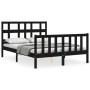 Bed frame with black solid wood headboard 140x190 cm by vidaXL, Beds and slatted bases - Ref: Foro24-3192995, Price: 172,58 €...