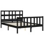 Bed frame with black solid wood headboard 140x190 cm by vidaXL, Beds and slatted bases - Ref: Foro24-3192995, Price: 172,58 €...