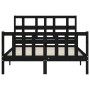 Bed frame with black solid wood headboard 140x190 cm by vidaXL, Beds and slatted bases - Ref: Foro24-3192995, Price: 172,58 €...