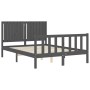 Gray solid wood bed frame with headboard 140x200 cm by vidaXL, Beds and slatted bases - Ref: Foro24-3192948, Price: 169,99 €,...