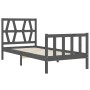 Bed frame with black solid wood headboard 90x200 cm by vidaXL, Beds and slatted bases - Ref: Foro24-3192480, Price: 139,99 €,...