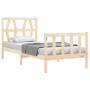 Bed frame with solid wood headboard 90x200 cm by vidaXL, Beds and slatted bases - Ref: Foro24-3192476, Price: 90,62 €, Discou...