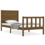 Estructura de cama con cabecero madera maciza marrón miel de vidaXL, Camas y somieres - Ref: Foro24-3192714, Precio: 116,99 €...