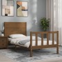 Estructura de cama con cabecero madera maciza marrón miel de vidaXL, Camas y somieres - Ref: Foro24-3192714, Precio: 116,99 €...