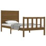 Estructura de cama con cabecero madera maciza marrón miel de vidaXL, Camas y somieres - Ref: Foro24-3192714, Precio: 116,99 €...