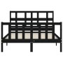 Double bed frame with black solid wood headboard by vidaXL, Beds and slatted bases - Ref: Foro24-3192985, Price: 165,56 €, Di...