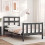 Gray solid wood bed frame with headboard by vidaXL, Beds and slatted bases - Ref: Foro24-3192978, Price: 97,99 €, Discount: %