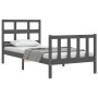 Gray solid wood bed frame with headboard by vidaXL, Beds and slatted bases - Ref: Foro24-3192978, Price: 97,99 €, Discount: %