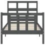 Gray solid wood bed frame with headboard by vidaXL, Beds and slatted bases - Ref: Foro24-3192978, Price: 97,99 €, Discount: %