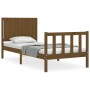 Estructura cama con cabecero madera maciza marrón miel 90x200cm de vidaXL, Camas y somieres - Ref: Foro24-3192934, Precio: 12...