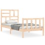 Bed frame with solid wood headboard 90x200 cm by vidaXL, Beds and slatted bases - Ref: Foro24-3193061, Price: 91,49 €, Discou...