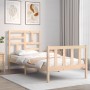 Bed frame with solid wood headboard 90x200 cm by vidaXL, Beds and slatted bases - Ref: Foro24-3193061, Price: 91,49 €, Discou...