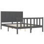 Estructura de cama matrimonio con cabecero madera maciza gris de vidaXL, Camas y somieres - Ref: Foro24-3192593, Precio: 162,...