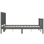 Estructura de cama matrimonio con cabecero madera maciza gris de vidaXL, Camas y somieres - Ref: Foro24-3192593, Precio: 162,...