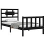 Estructura de cama individual con cabecero madera maciza negro de vidaXL, Camas y somieres - Ref: Foro24-3192520, Precio: 131...