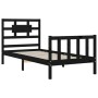 Estructura de cama individual con cabecero madera maciza negro de vidaXL, Camas y somieres - Ref: Foro24-3192520, Precio: 131...