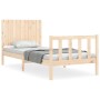 Bed frame with solid wood headboard 90x200 cm by vidaXL, Beds and slatted bases - Ref: Foro24-3192931, Price: 95,86 €, Discou...