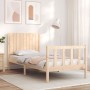 Bed frame with solid wood headboard 90x200 cm by vidaXL, Beds and slatted bases - Ref: Foro24-3192931, Price: 95,86 €, Discou...