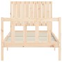 Bed frame with solid wood headboard 90x200 cm by vidaXL, Beds and slatted bases - Ref: Foro24-3192931, Price: 95,86 €, Discou...