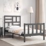 Gray solid wood bed frame with headboard by vidaXL, Beds and slatted bases - Ref: Foro24-3193043, Price: 101,28 €, Discount: %