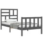 Gray solid wood bed frame with headboard by vidaXL, Beds and slatted bases - Ref: Foro24-3193043, Price: 101,28 €, Discount: %